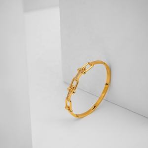 Ultimo 18K oro placcato in acciaio inox gioielli <span class=keywords><strong>U</strong></span> a forma di ferro di cavallo fibbia zircone braccialetto alla moda per le donne braccialetto B232379 - Product Image 4