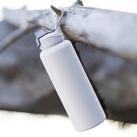 Bouteille d'eau isotherme réutilisable en acier inoxydable sans BPA, avec paille et poignée, pour le sport et la gym, 40 oz