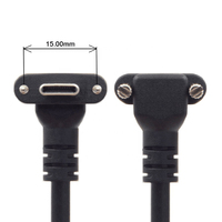 Kustom 90 Derajat Sudut Sekrup Pengunci Panel Mount USB 3.0 untuk Tipe C Kabel
