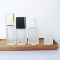 Flacons pompe carrés givrés transparents rechargeables de 30 ml pour fond de teint liquide, vaporisateurs de lotion cosmétique vides, sérigraphiés, anti-fuite