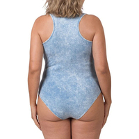 Bodysuits pour femmes, grande taille, coupe ample, sans manches, en coton et élasthanne, effet délavé à l'acide