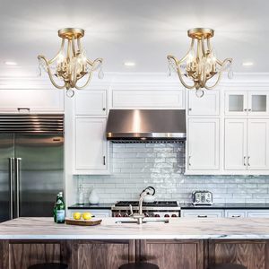 Lustre de chambre à coucher de style vintage en laiton doré avec finition antique, diamètre 30 cm x H 30 cm, luminaire de <span class=keywords><strong>plafond</strong></span> - Product Image 6