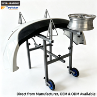 Chariot de peinture robuste en métal à 4 roues avec cônes et bras de support de garde-boue, mobile, capacité 120 kg pour la retouche automobile