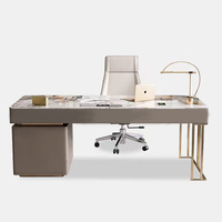 Dessus en marbre de haute qualité Design Home Office Desk Set Luxury Gold Stainless Steel Table d'ordinateur Bureau de travail