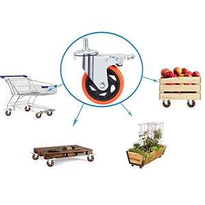 Nenhum noise100mm laranja poliuretano rodas giratórias rodízio 4 polegadas pesados - Product Image 6