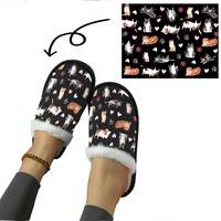 Pantoufles décontractées en peluche à motif de dessin animé pour femmes et hommes, chaudes et moelleuses, antidérapantes, en coton, pour la maison, cadeau d'hiver
