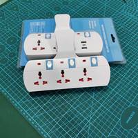 Adaptor Daya Tipe T Universal Soket Dinding UK 13A 2 USB-C 1 USB-A Penutup Pengaman Anak Kemasan Bubble Langsung dari Pabrik