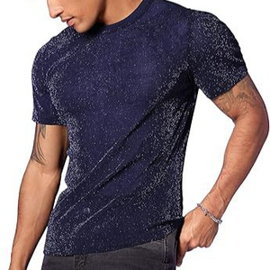 New in top e T-Shirt Streetwear da <span class=keywords><strong>uomo</strong></span> Glitter Mesh trasparente girocollo a maniche corte T-Shirt lucide T-Shirt per <span class=keywords><strong>uomo</strong></span> donna - Product Image 3