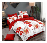 Parure de Lit King Size 8 Pièces Motifs Floraux avec Couettes et Draps Trois Places