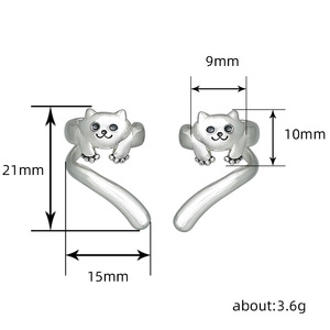 Orecchini Vintage a Forma di Orso e Gatto per Donne, Gioielli Creativi a Tema Animale - Product Image 2