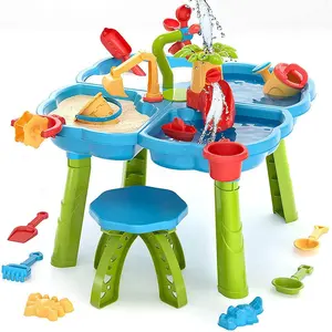 Outdoor Beach Toys 4 in 1 Water Table for Toddler Colorful Sand Table Developmental Water and Sand Table for Kids