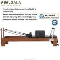 Reformer de Pilates portable et réglable en bois de caoutchouc avec laque teintée noyer, personnalisé pour la maison, idéal pour le yoga, le Pilates et la gym, pour la santé