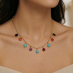 Collier multi-pierres précieuses en argent sterling 925 fait à la main en forme de cœur plaqué or rose réglable pour fiançailles, mariage, fête - Product Image 6