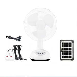 พัดลมตั้งโต๊ะพลังงานแสงอาทิตย์แบบชาร์จไฟได้ พร้อมกล่องไฟ LED สีสันสวยงาม ราคาสุดคุ้ม - Product Image 2