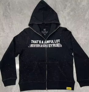 Felpa con Cappuccio da Uomo <span class=keywords><strong>di</strong></span> Alta Qualità in Cotone Pesante 100% con Strass, Stile Streetwear, con Scritta 'THAT'S AWFUL LOT of COUGH SYRUP' - Product Image 1