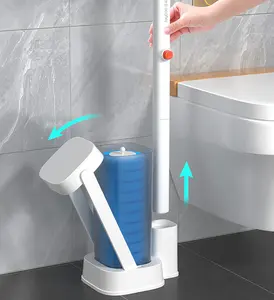 JOYBOSディープクリーニングトイレブラシシリコントイレブラシ、漏れ防止ホルダー付き壁掛けホルダーバスルーム用