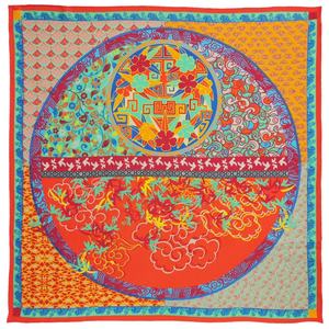 Bufanda de seda personalizada con estampado de elementos tradicionales chinos 90*90cm bufanda de seda de morera cuadrada bufanda de seda pura con estampado personalizado - Product Image 5