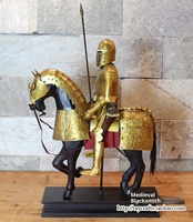 Chevalier Médiéval Européen en Armure, Cheval en Fer, Ornement de Bureau Fait Main pour Bars, Restaurants, Cafés Internet, Salons, Téléviseurs