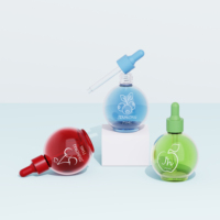 Flacon compte-gouttes rond en verre de 75 ml pour sérum, huile essentielle, emballage cosmétique en verre avec pipette