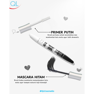 QL Eye Catching 2 Step <b>Mascara</b> Curly in rich black, a halal-certified, chemical cream formula that delivers stunning - Product Image 5