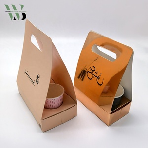 Logo personnalisé jetable à emporter deux porte-gobelets en papier carton pour boisson et café avec poignée - Product Image 5