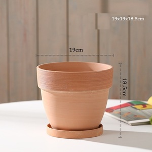 Vaso di fiori spazzolato panciuto rotondo di argilla rossa artigianale MSH con fori di drenaggio del fondo - Product Image 6