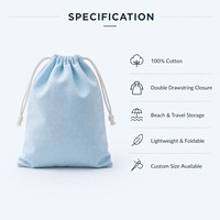 Pochette en coton lavé avec cordon de serrage pour la plage, les vacances, les voyages, pour lunettes de soleil, crème solaire, serviette, logo personnalisé, vente en gros de pochettes