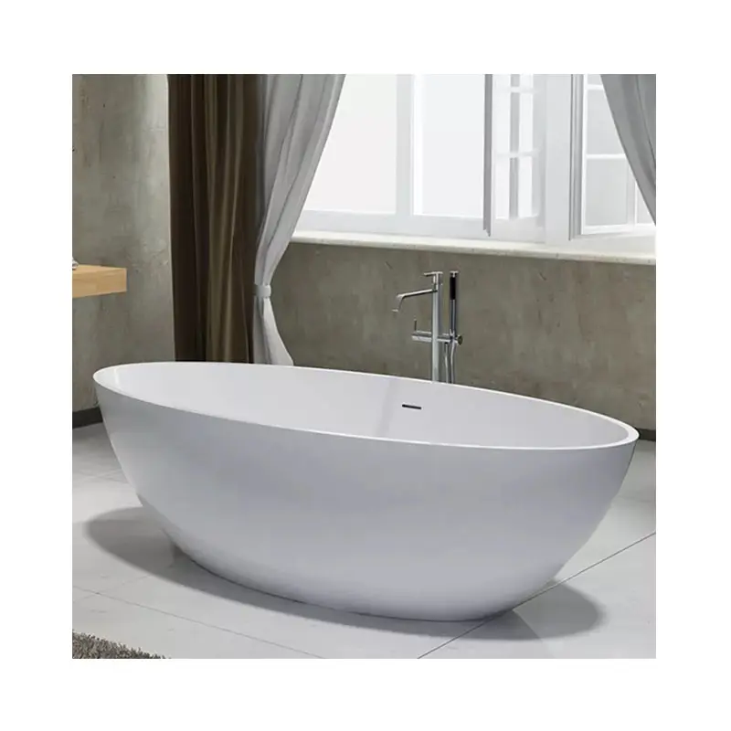 Baignoire autoportante de salle de bain TC-MA0088 baignoire en céramique en pierre de marbre artificielle
