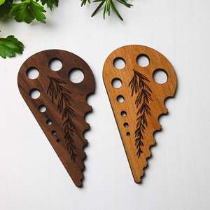 Factory Hot-Selling Manual Wooden Multi-Hole Herb Stripper Fruit & Vegetable Remover for Kale, Chard, Beets,Thyme, Rosemary - Product Image 1