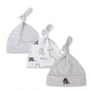 Gorro Ajustable para Recién Nacidos de 0 a 6 Meses, Ideal para Viajar, para las Cuatro Estaciones, Unisex, Bonito, Suave y Cómodo para el Uso Diario, Diseño de Nudo Tejido - Product Image 1