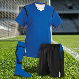 Blue White Soccer Uniform Set Adults Unisex <b>Polyester</b> Custom Logo Name Printing Includes Jerseys <b>Socks</b> High Quality Quick Dry 3D - Product Image 2