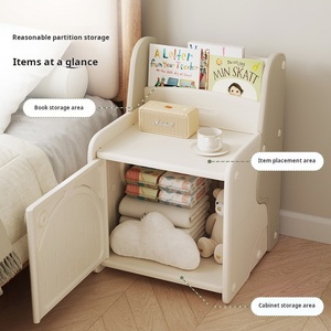 Table de chevet en plastique pour enfants avec étagère à livres, armoire de rangement pour tout-petits avec porte, table d'appoint pour chambre à coucher ou salon - Product Image 2