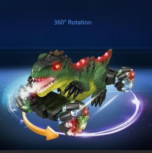 Nouveau produit Voiture pulvérisatrice de dinosaure télécommandée à rotation - 360 °   Rotation, modes de dérive multiples et pulvérisation à une touche + musique - Product Image 5