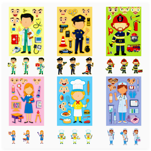 6 autocollants professionnels à coller sur le visage, à thème dessin animé, en papier imprimé, imperméables, pour l'orientation scolaire et le divertissement (lot <span class=keywords><strong>de</strong></span> 6 pièces) - Product Image 2