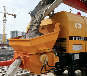 รถปั๊มคอนกรีตแบบลากจูง รุ่น HBT8018C-5S ปี 2021 ขับเคลื่อนด้วยมอเตอร์และเครื่องยนต์ ระยะส่งคอนกรีตในแนวตั้ง 180 เมตร ผลิตภาพการทำงาน 50 เมตร/ชั่วโมง - Product Image 1