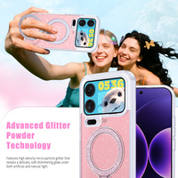 Étui magnétique hybride TPU PC pailleté 360 °   Support rotatif antichoc avec protection intégrale pour Xiaomi 17 Pro Max 15T