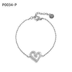 Pulsera de cristal con forma de corazón Amy Amy, cadena de plata 925, joyería romántica para mujer, uso diario P0034 - Product Image 1