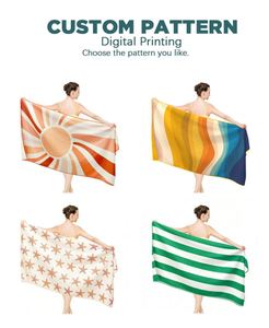 Hot Selling 380gsm Printed <b>Microfiber</b> Waffle <b>Towels</b> Absorbent <b>Beach</b> <b>Towels</b> with Customized Logo - Product Image 4