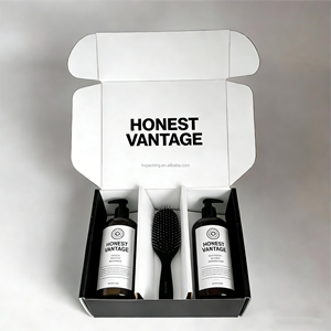 Boîte d'expédition en papier ondulé pliable avec séparateurs et inserts, personnalisable avec logo, pour shampooing et peigne capillaires - Product Image 1