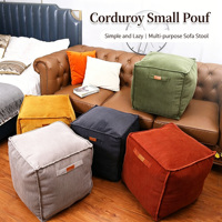 Housse de canapé pliable en velours côtelé, pouf de rangement carré avec housse amovible, pouf sac de rangement pour usage domestique multifonctionnel