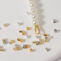 10000 pièces/sac Composants de bijouterie Perles à sertir 2mm Perles plaquées or 18K Perles en laiton en forme de tube Fermoirs d'extrémité