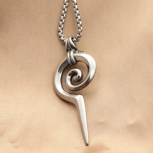 <b>Snake</b> Coil Pendant Stainless Steel Men's Necklace Geometric Design Punk Style 280443 - Product Image 2