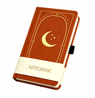 Carnet A5 à couverture rigide en lin avec motif doré, élastique et bande de maintien en papier, journal cadeau