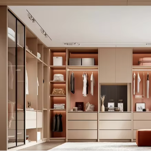 Armoire moderne autoportante de luxe personnalisable avec étagères réglables, solution de rangement pour appartement gain de place - Product Image 1