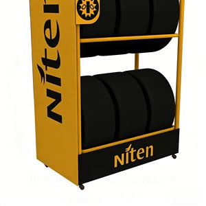 Support de présentation au sol en métal personnalisé avec roulettes pour pneus de voiture, exposition en magasin de réparation automobile et de detailing automobile - Product Image 5