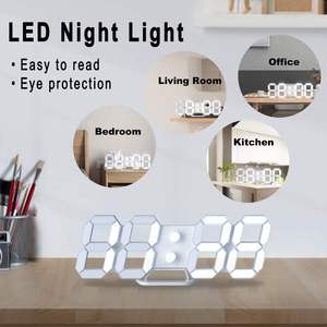 Reloj Despertador Digital LED 3D con Números Blancos y Brillo Ajustable Automático para Decoración Moderna del Hogar - Product Image 3