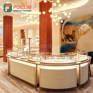 Vitrine de présentation de bijoux haut de gamme, moderne, en bois et verre, avec éclairage LED, en métal, pour boutique, présentoir intérieur - Product Image 5