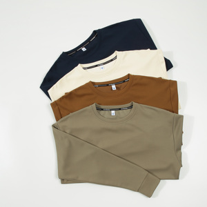Sweat-shirt à col rond en tricot uni pour homme, coupe classique, manches longues, bleu marine - Product Image 2