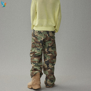 Custom uomo Streetwear cotone cotone cotone traspirante a gamba dritta <span class=keywords><strong>pantaloni</strong></span> Cargo oversize - Product Image 5