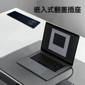 Prise de bureau encastrée avec couvercle rabattable et port USB Type C 270x70mm pour salle de réunion de bureau - Product Image 1
